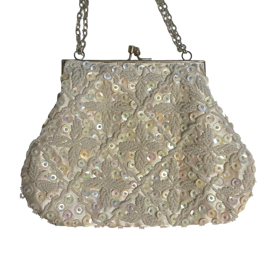 Vintage 50s Kisslock Purse Mister Ernest Beaded Sequin Evening Bag